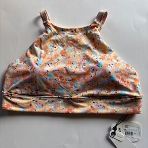 Prana Marine Street Top Floral Print Swim Top Built-In Bra XL‎ Beach Resortwear